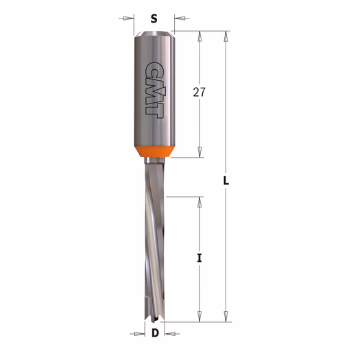 Drevelboor, links D=5mm L=70mm L1=27mm I=30mm