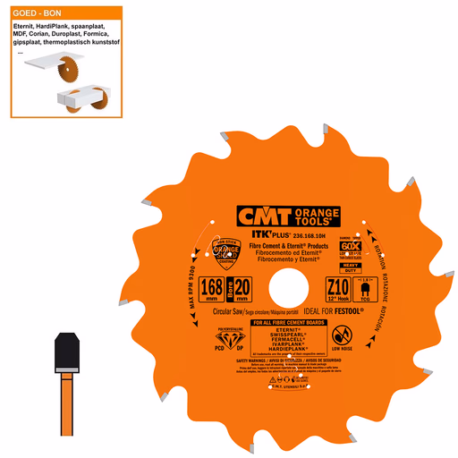 Cirkelzaag voor extreem abrasieve materialen D=168mm B=20mm