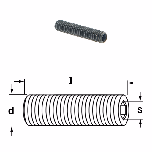 Inbusbout met vlak drukvlak. (voor freeskop art. 694) S=2mm I=20mm