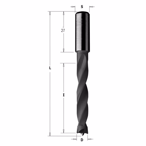 Drevelboor, rechts D=5mm L=85mm L1=27mm I=50mm