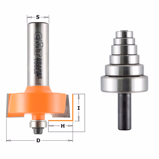 Set met rabatfrees + 6 kogellagers, HW S=1/2" L=66mm I=19mm