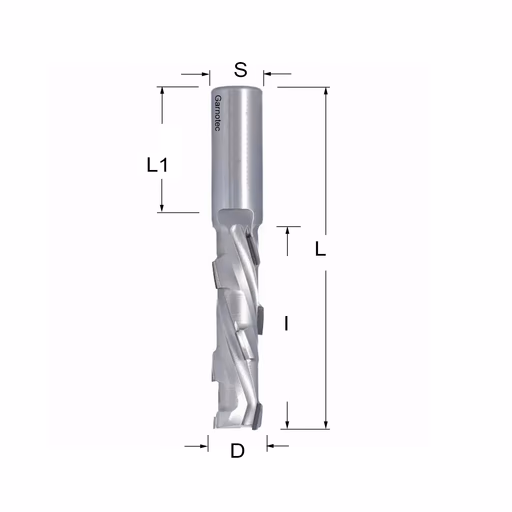 Diamantfrees PCD Z1+1 D=20mm L=144mm I=80mm (9 PCD+1 HM)