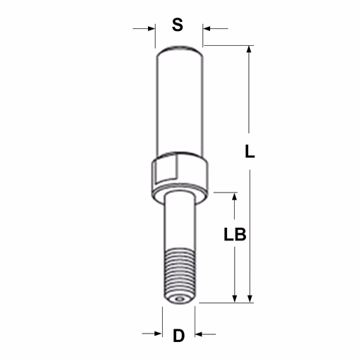 Spindel zonder kogellager S=1/2" L=85mm LB=41mm