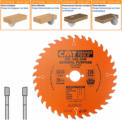 Universeel cirkelzaag voor draagbare machines D=240mm B=30mm K=2,8mm Z36