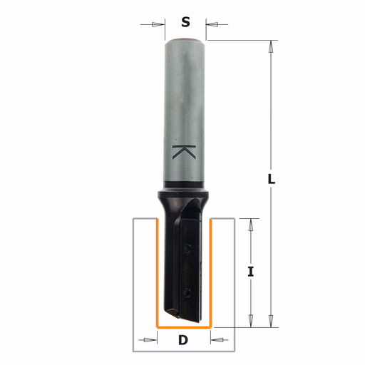 Rechte groeffrees, HWM D=12mm S=12mm L=80mm I=30mm