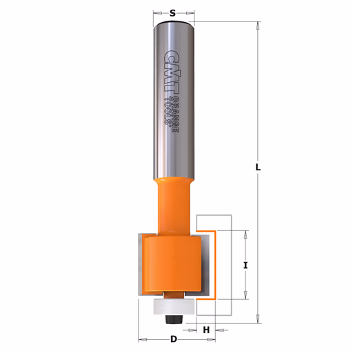 Inleg groeffrees met Delrin kogellager , HW L=90mm I=19,05mm
