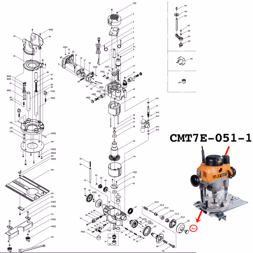 51.1_PLUNGE SELECT PUSH BUTTON (2400 W) · CMT7E-051-1