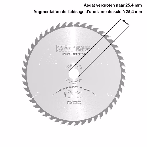 Asgat van een zaagblad vergroten naar 25,4mm