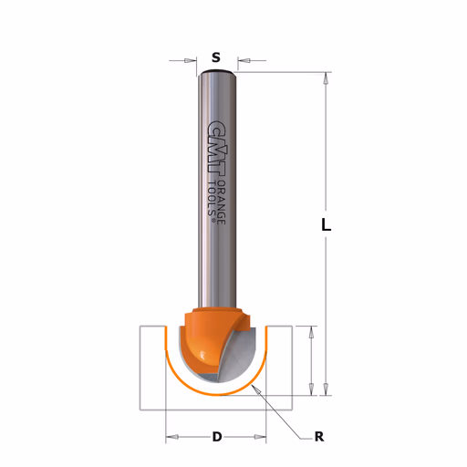Bolle radiusfrees, HW D=12,7mm L=51mm I=9,5mm R=6,35mm · 914.127.11