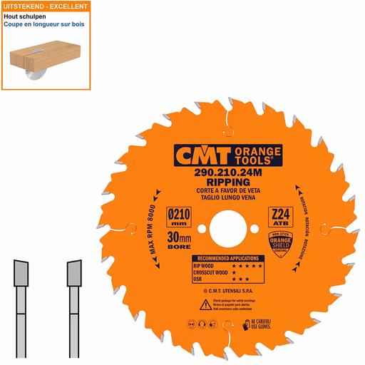 Schulpzaag voor draagbare machines D=210mm B=30mm K=2,8mm P=1,8mm