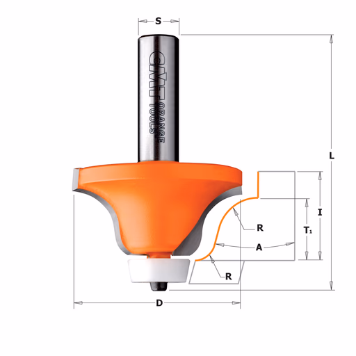 Speciale oprondfrees met 15° Delrin kogellager, HW L=77,5mm