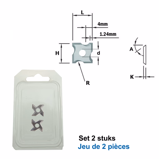 Wisselmes voor afrondfrees R1 (per 2 st.) L=12mm K=1,5mm