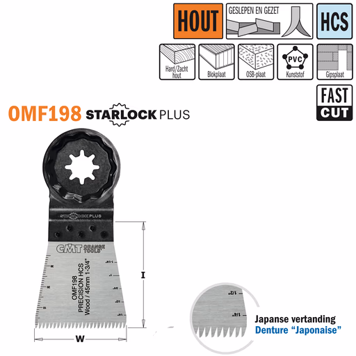 Multitoolzaagblad (Japanse vertanding) voor hout, 45mm · OMF198-X1