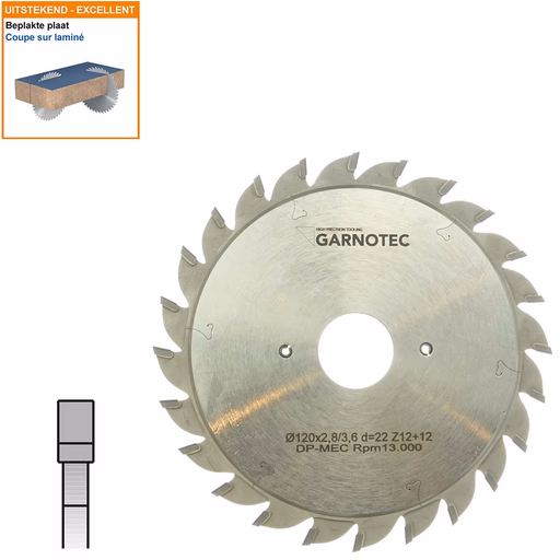 Twee-delige voorritszaag met diamanten tanden D=120mm B=22mm