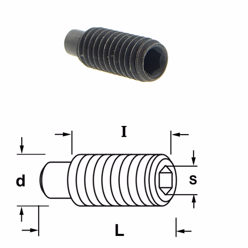 Inbusbout met positie vlak S=3mm L=16mm I=13mm d=M6 · 990.A12.00