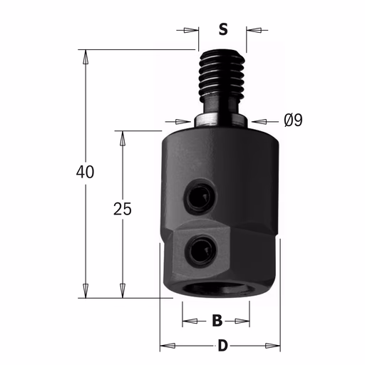 Boorhouder met centreer 9x4 mm, rechts · 358.000.01