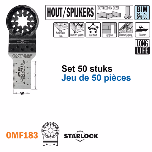 Multitoolzaagblad voor hout met spijkers, 20mm · OMF183-X50