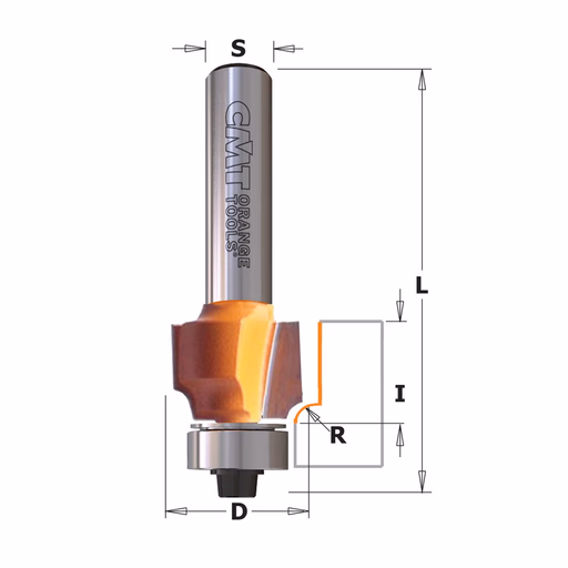 Holle radiusfrees zonder opstaande kant, HW D=16,7mm L=52,5mm I=12,7mm R=2mm · 938.167.13