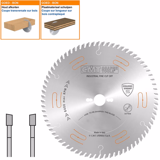 Geluidsarme HW afkortzaag geschikt voor hout D=400mm K=3,5mm P=2,5mm Z60 · 285.660.16M