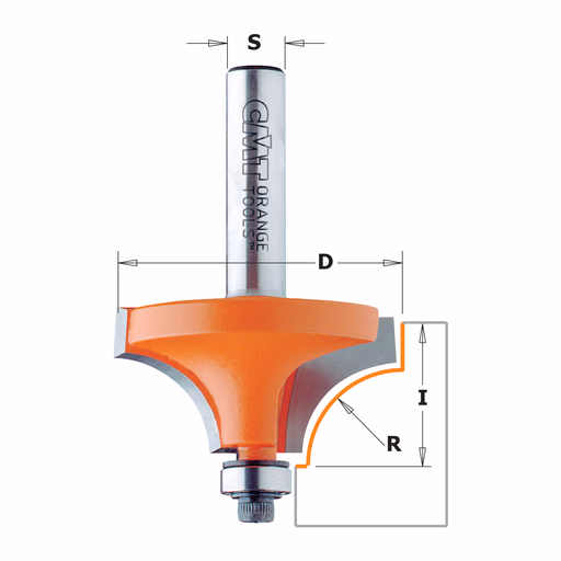 Holle radiusfrees met opstaande kant, HW D=15,9mm L=52,7mm I=12,7mm R=1,6mm