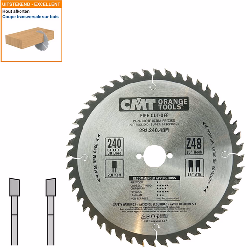 HW afkortcirkelzaag voor draagbare machines D=240mm B=30mm P=1,8mm Z48