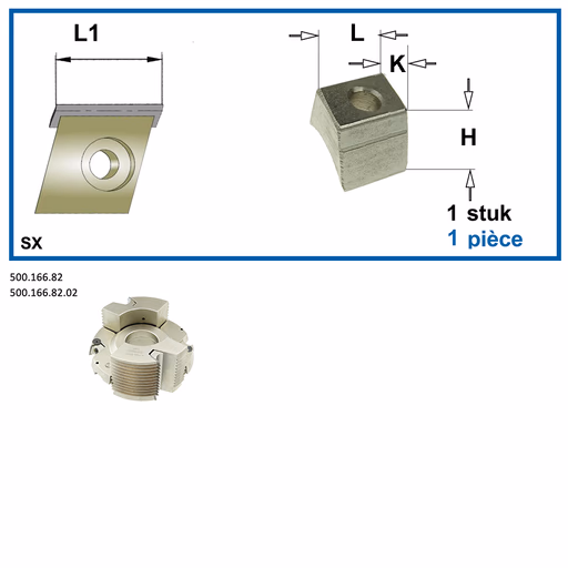 Spanblok links L=12,5mm L1=16mm K=11mm