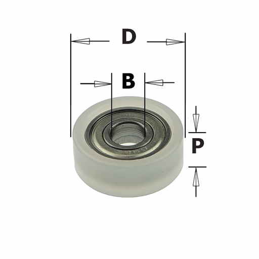 Delrin® rechte kogellager D=19mm B=6,35mm P=7,2mm