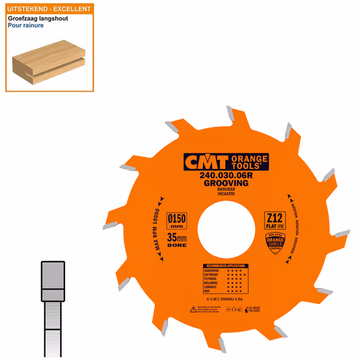 Groefzaag met hardmetalen tanden D=150mm K=3mm P=2mm Z12 · 240.030.06R