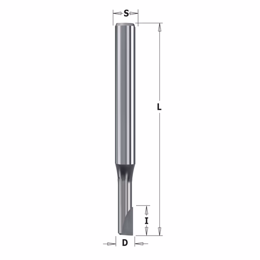 Diamant frees met een rechte snij-plakket D=4mm S=6mm I=6mm