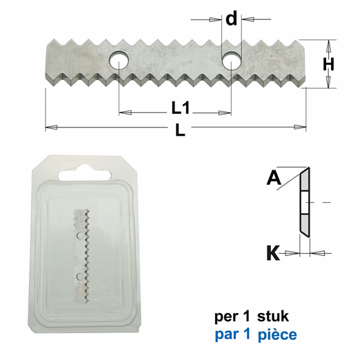 Driehoek verlijmmes L=60mm K=1,5mm H=12mm