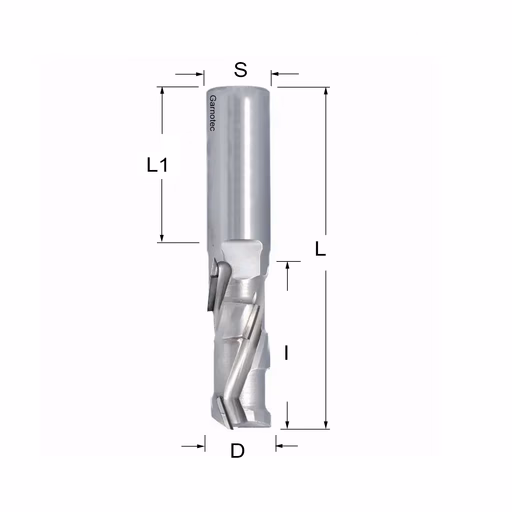 Diamantfrees PCD Z1+1 D=20mm L=104mm I=45mm (5 PCD+1 HM) · 140.402.62
