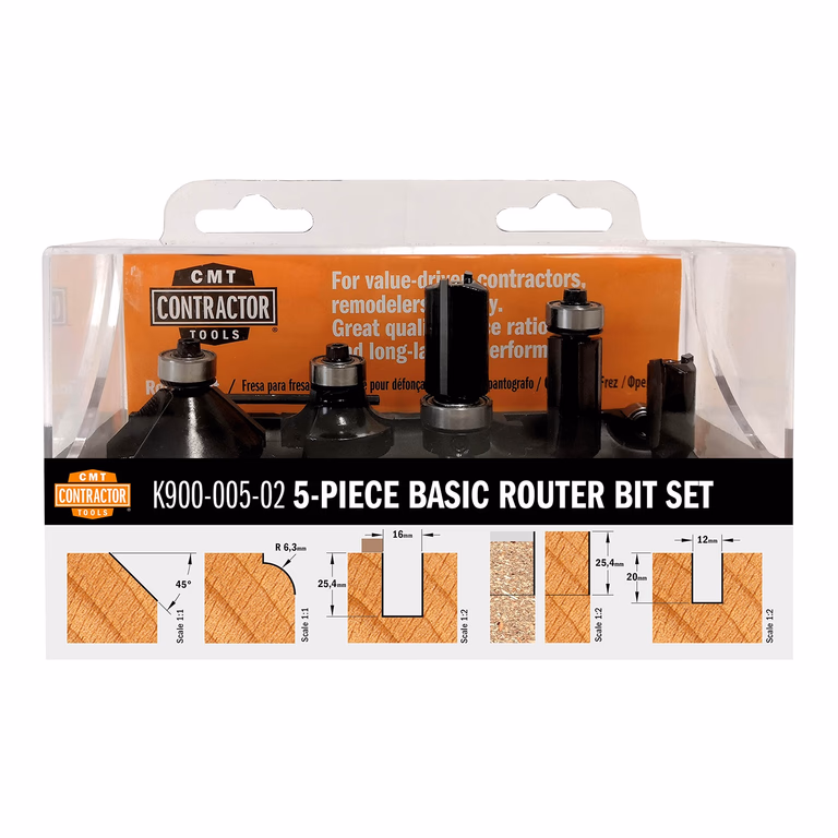 Set van 5 frezen Contractor in pvc kistje, HW · K900-005-02