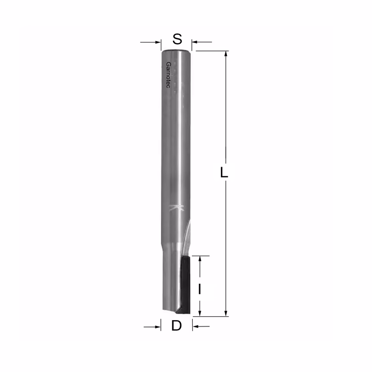 Diamantfrees met negatieve snij-plakket PCD Z1 D=8mm S=8mm L=75mm I=20mm