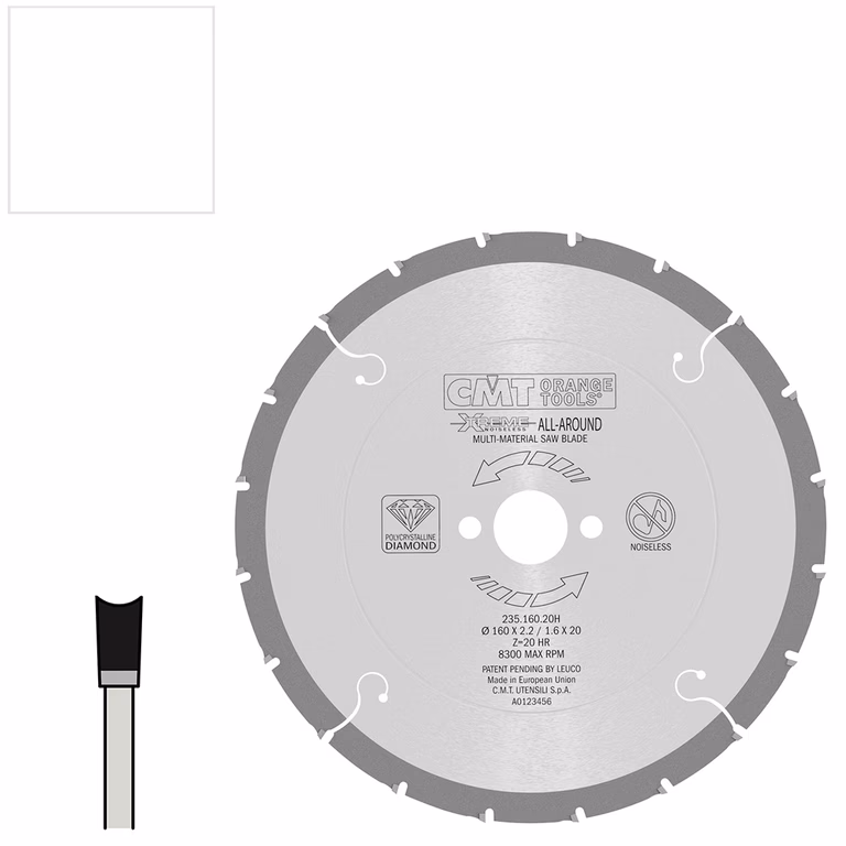 Allround diamantzaagblad voor diverse materialen D=160mm B=20mm K=2,2mm Z20