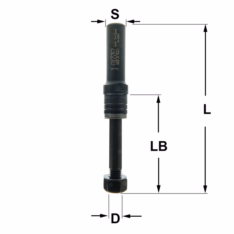 Spindel zonder kogellager S=1/2" L=100mm LB=57mm