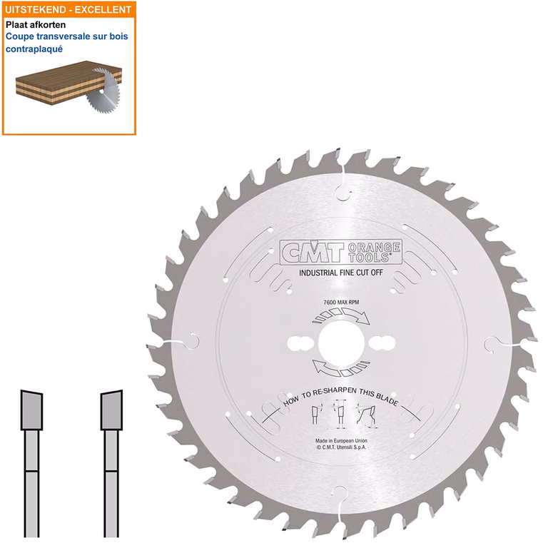 Afkortzaag met hardmetalen tanden geschikt voor hout D=550mm K=4,2mm P=3,2mm Z60