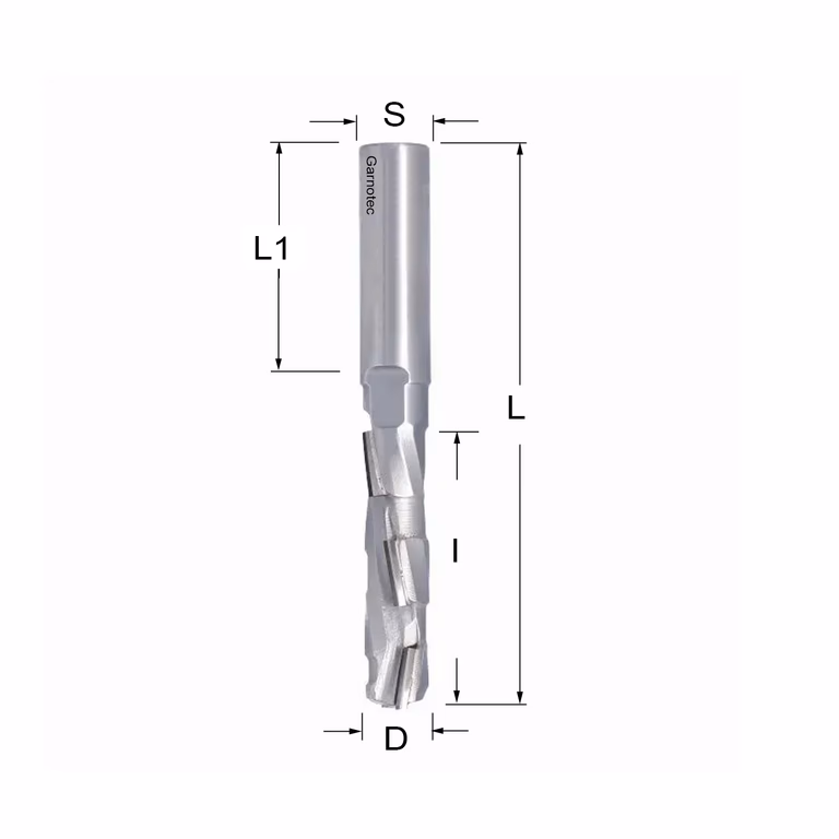 Diamantfrees PCD Z1+1 D=12mm L=93mm I=45mm (5 PCD+1 HM)