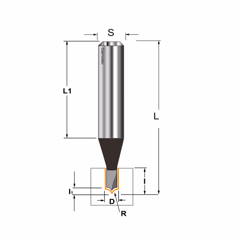 Afrondfrees (punt), HW D=3,2mm S=8mm I=5,8mm R=1,6mm