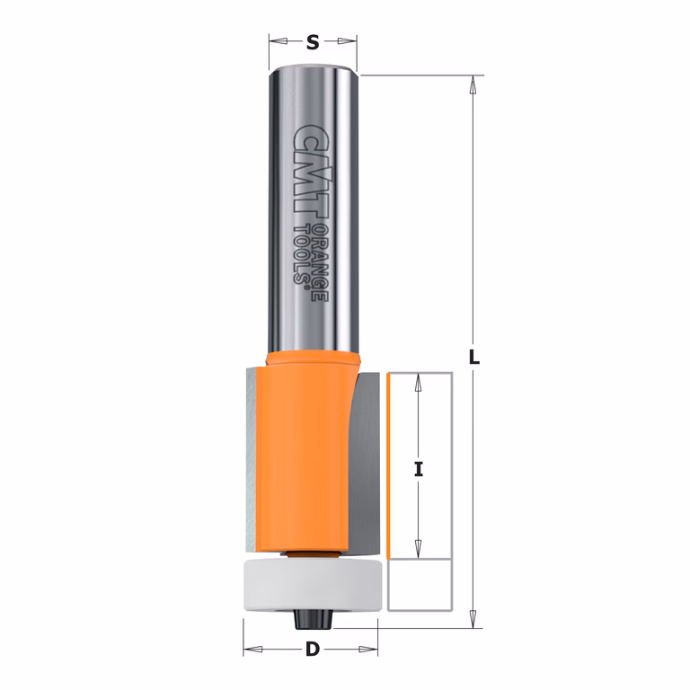 Rechte frees met Delrin kogellager , HW D=19mm L=77,78mm