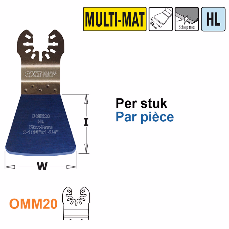 HL stabiele spatel/ schraper voor alle materialen, 52mm I=45mm · OMM20-X1