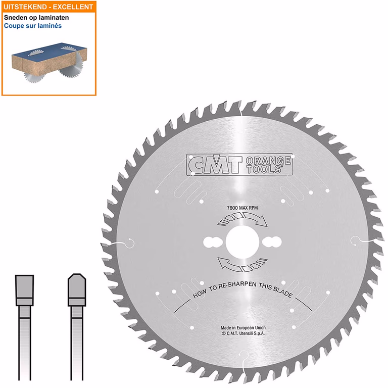 Opdeelcirkelzaagblad met hardmetalen tanden D=350mm B=30mm K=4,4mm Z72