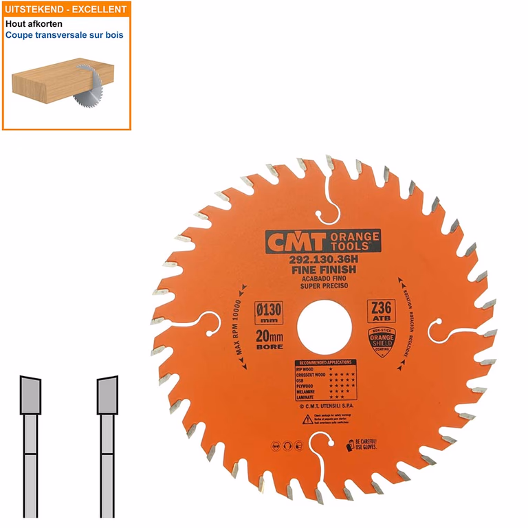 HW afkortcirkelzaag voor draagbare machines D=130mm B=20mm P=1,4mm Z36