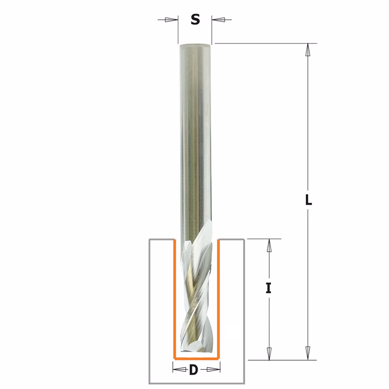 Groeffrees voor aluminium en kunststof in HS 5% co D=4mm S=6mm L=63mm I=12mm