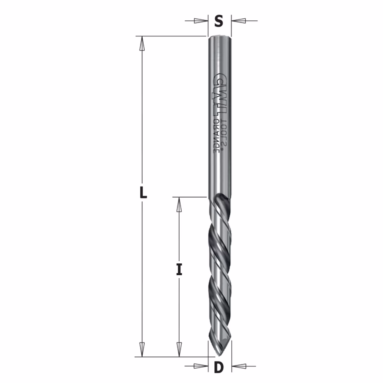 Doorgangsboor, V-punt 60° geslepen, links D=3mm S=3mm L=55mm