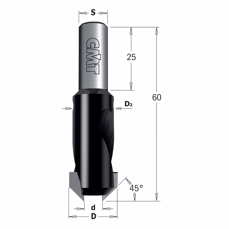 Verzinker, links D=16mm S=10mm d=6mm