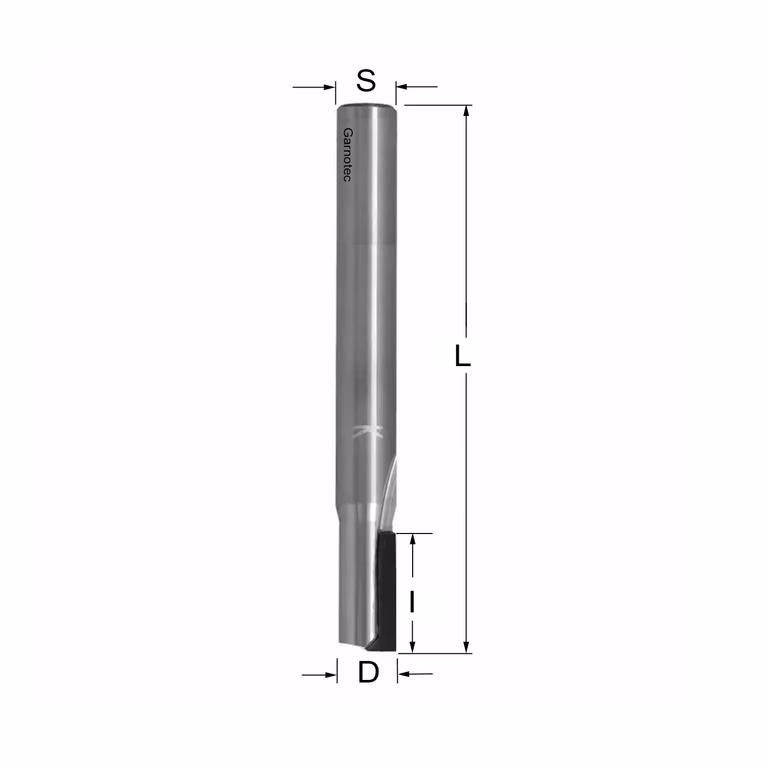 Diamantfrees met negatieve snij-plakket PCD Z1 D=8mm S=8mm L=65mm I=15mm