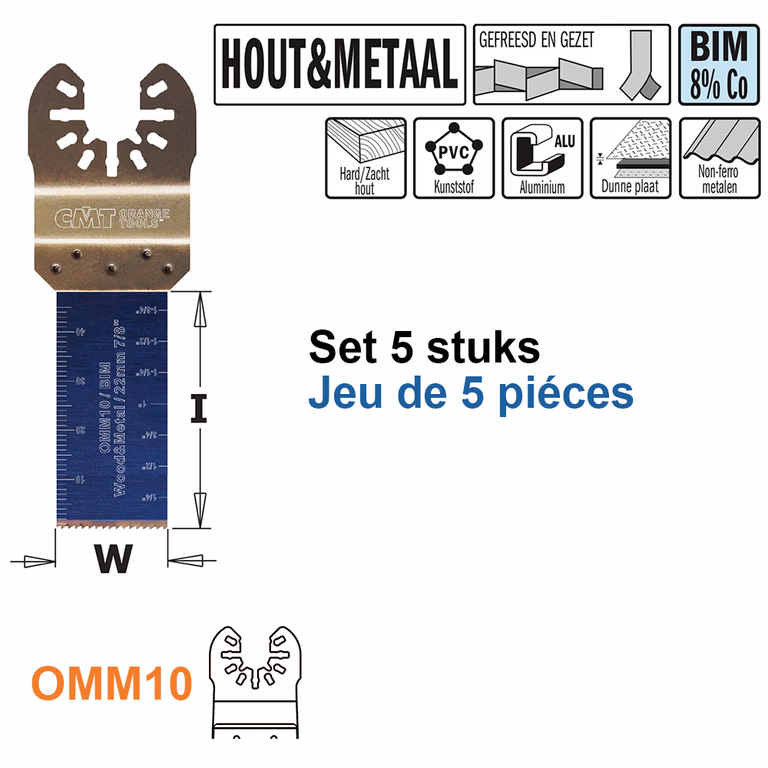 Multitoolzaagblad voor hout en metaal, 22mm · OMM10-X5