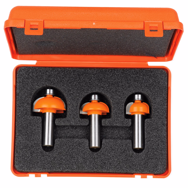 3-delige bolle radiusfreesset met kogellager, HW S=1/2"