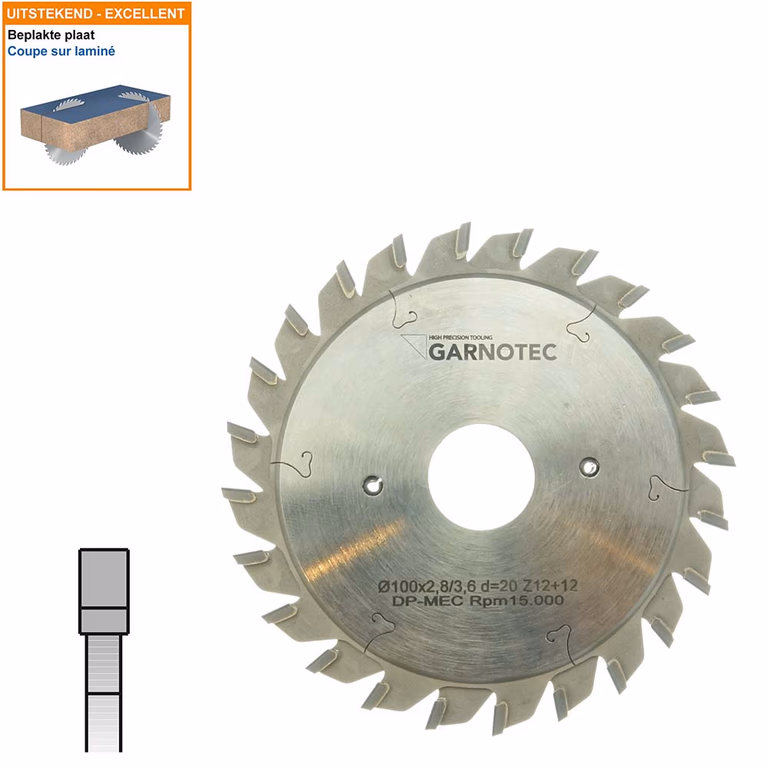 Twee-delige voorritszaag met diamanten tanden D=100mm B=20mm