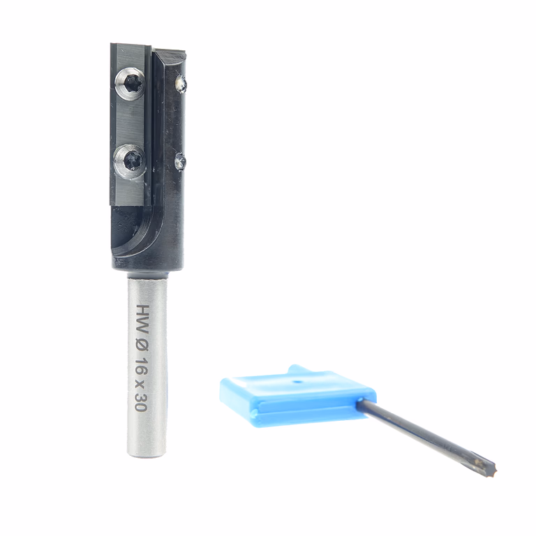 Rechte frees met wisselbare messen , HWM D=16mm S=8mm L=75mm I=29,5mm